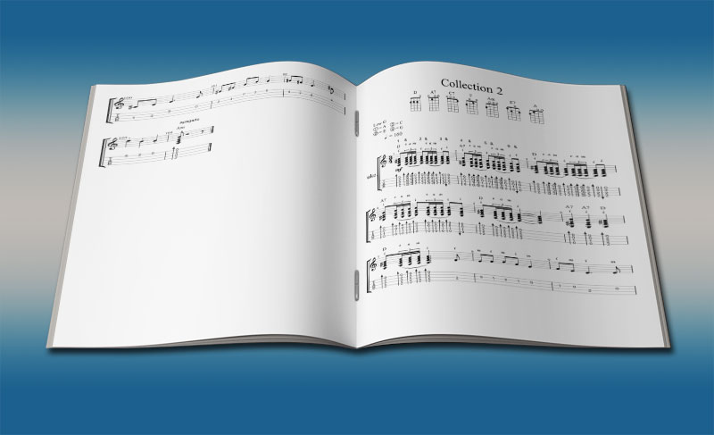 open book showing inside with music